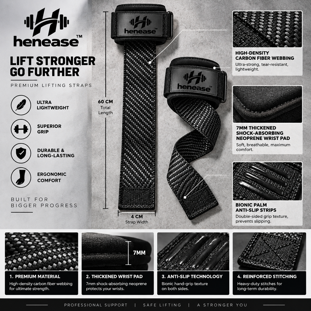 henease™ Carbon Fiber Non-Slip Self-Locking Lifting Straps